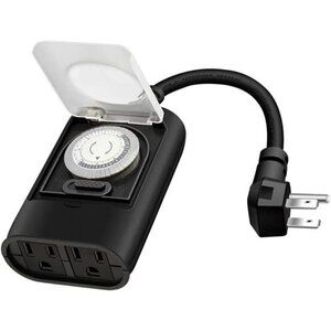 Outdoor Light Timer Outlet, 24 Hour Mechanical Timer Switch, Heavy Duty